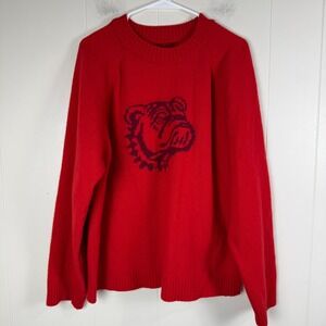 Nigel Cabourn Red Bear Face‎ Knit Sweater Mens XL Wool Blend Raglan Sleeve